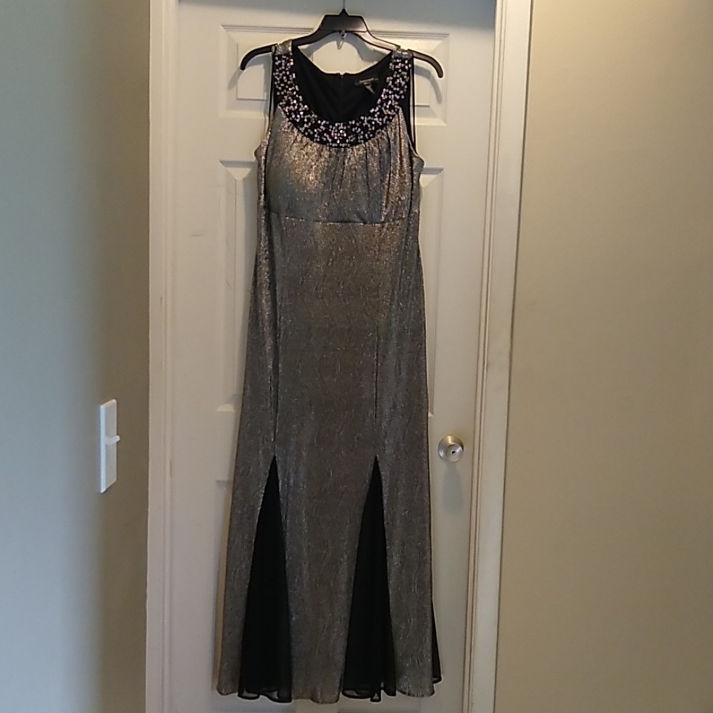 R&M Richards silver shimmer mermaid gown